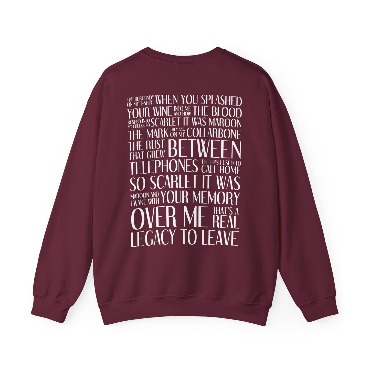 Maroon (lyrics on back, clean version) Crewneck Sweatshirt