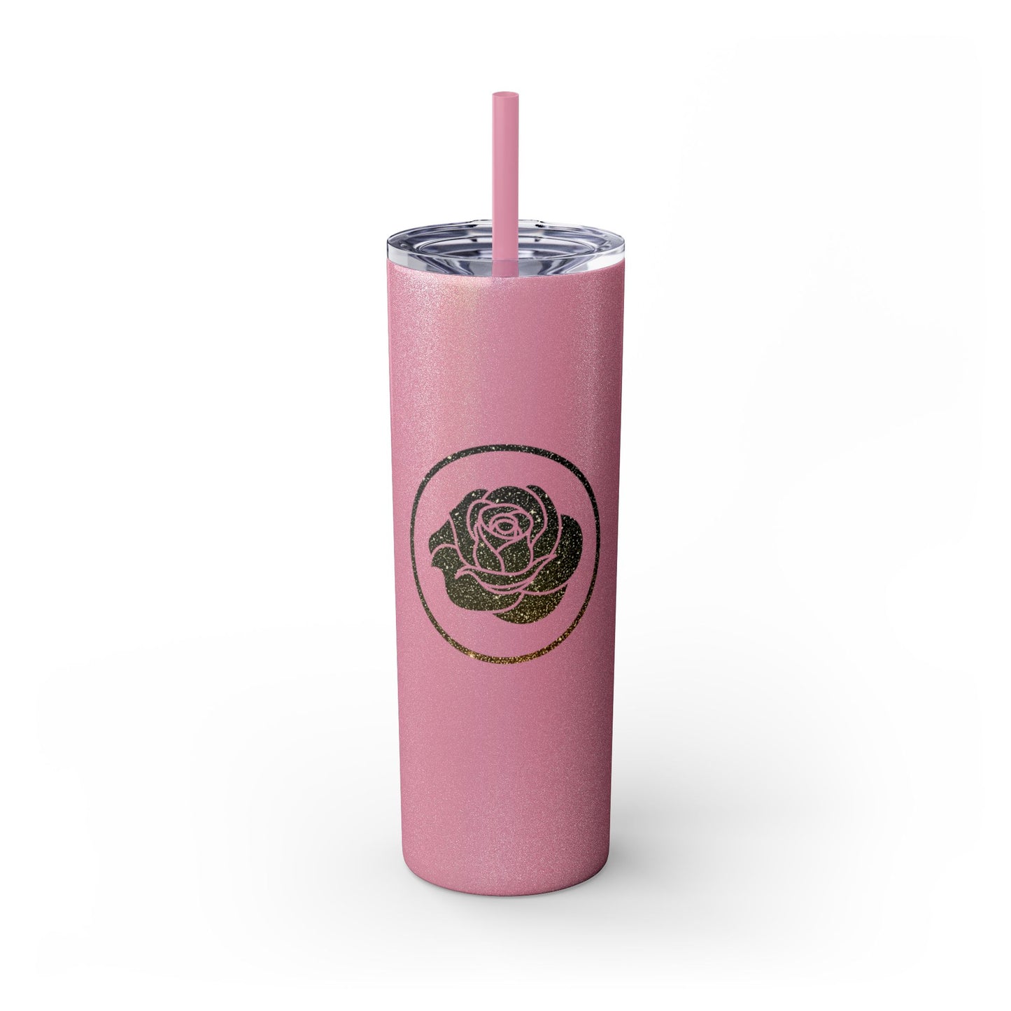 Rose Blush Logo Design Skinny Tumbler with Straw