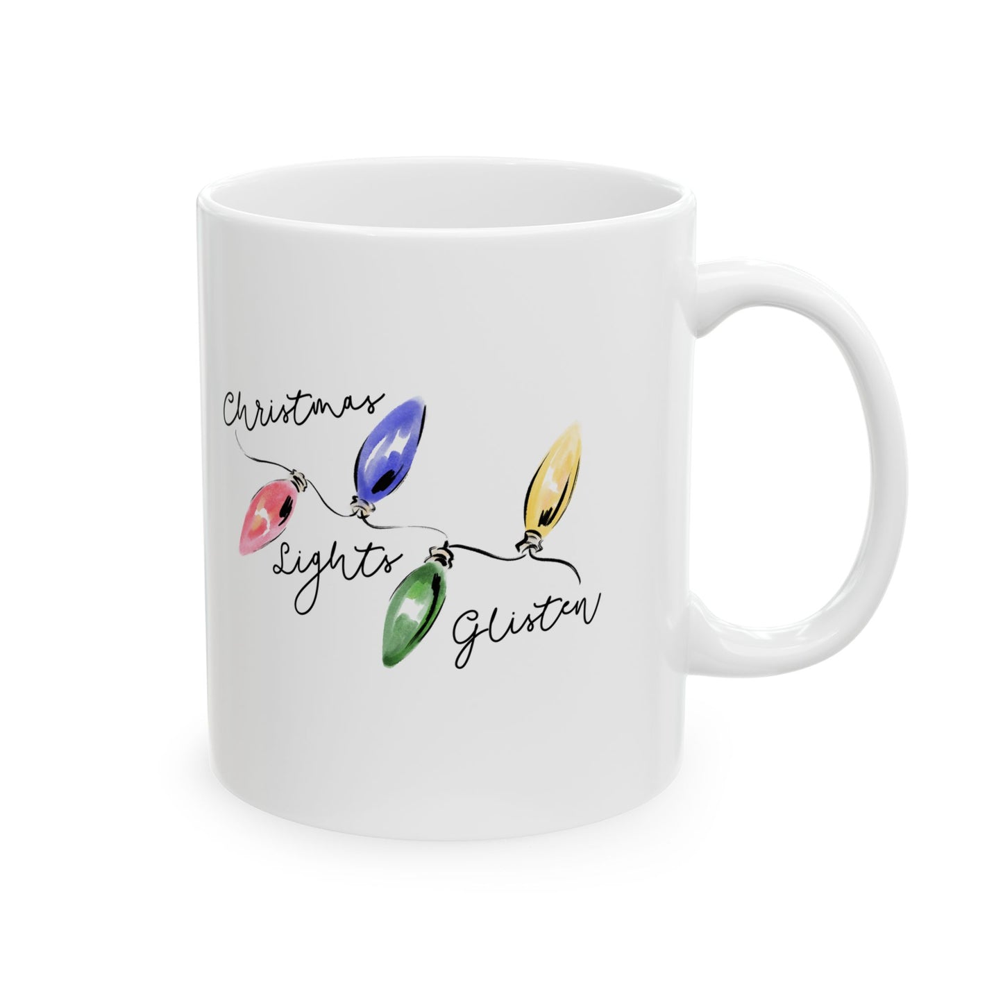 Christmas Lights Glisten Ceramic Mug, (11oz, 15oz)