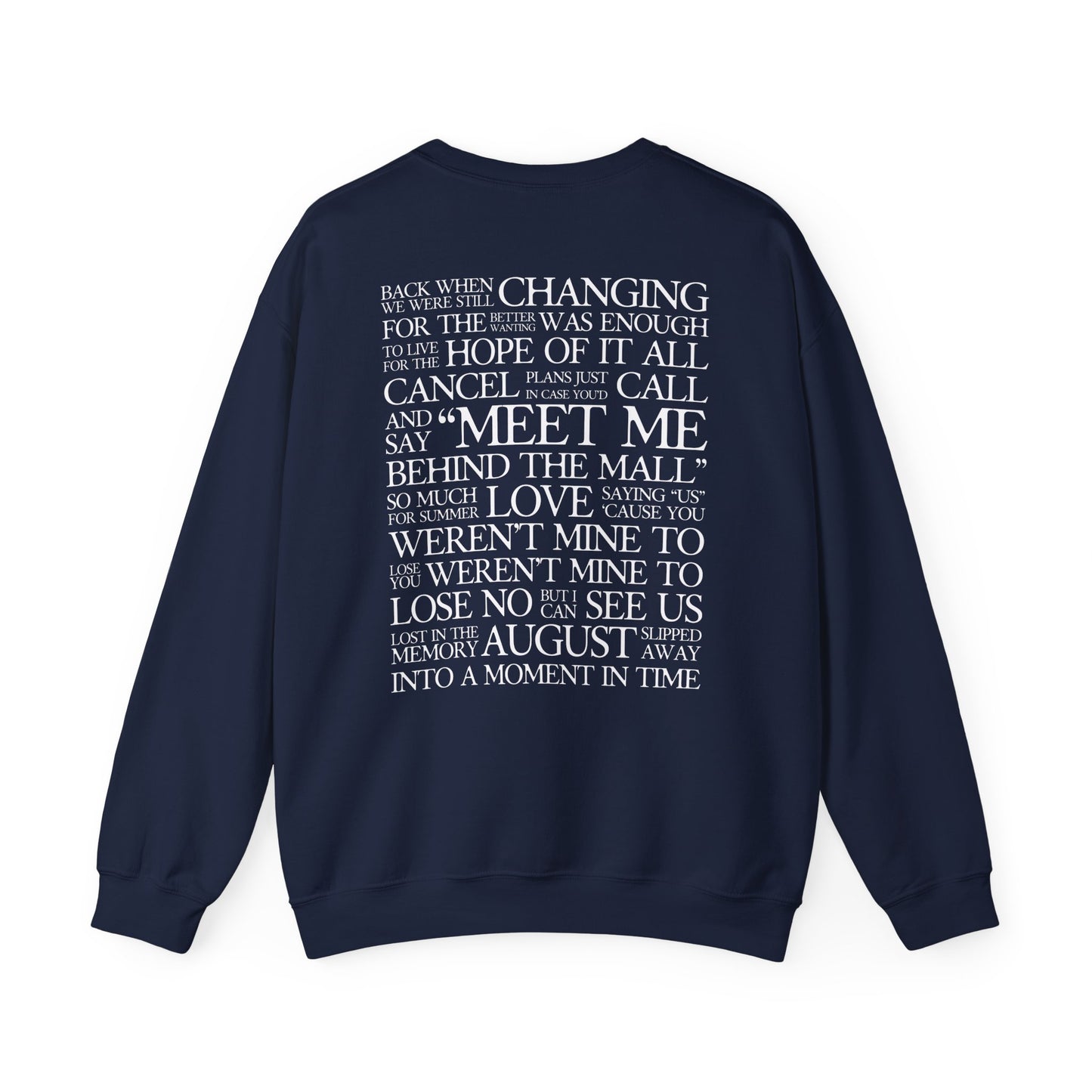 August (lyrics on back) Crewneck Sweatshirt