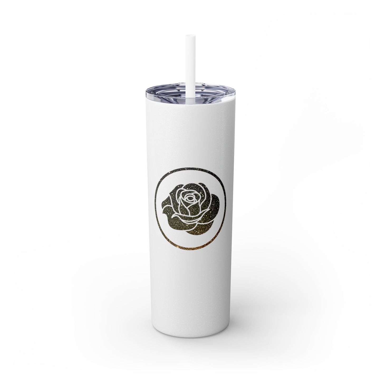 Rose Blush Logo Design Skinny Tumbler with Straw