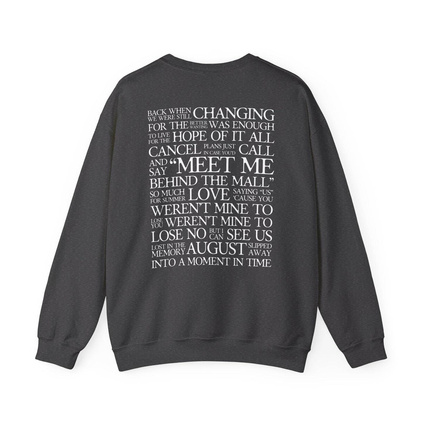 August (lyrics on back) Crewneck Sweatshirt