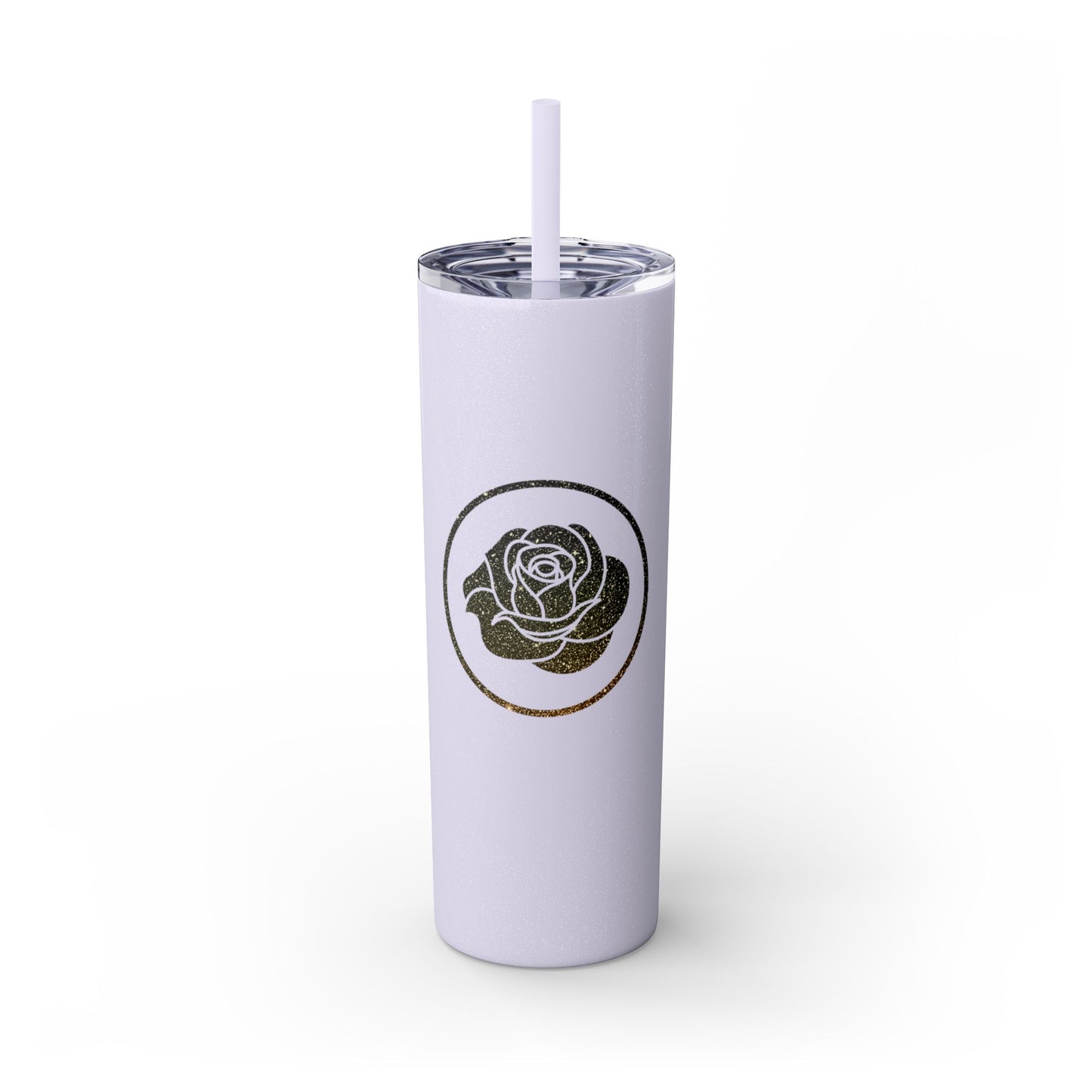 Rose Blush Logo Design Skinny Tumbler with Straw
