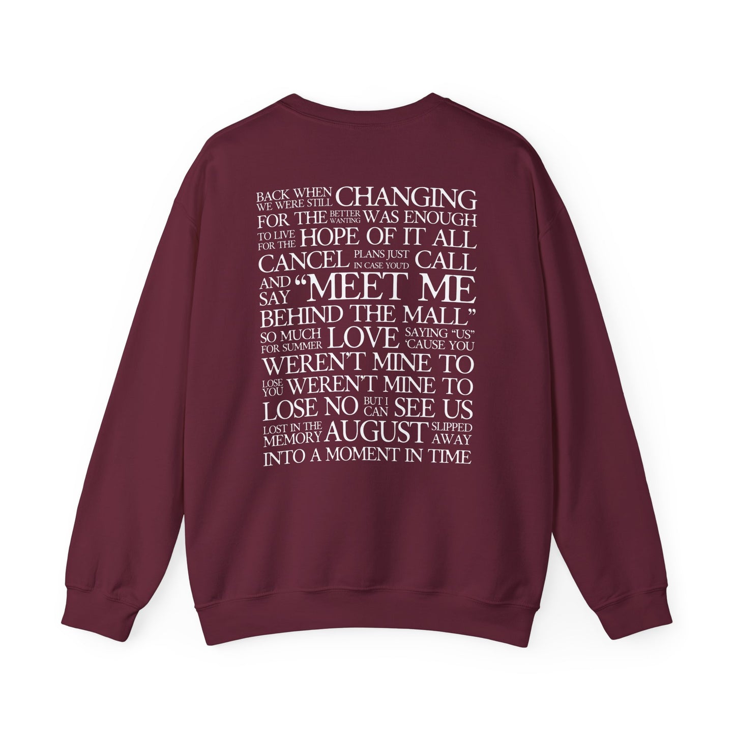 August (lyrics on back) Crewneck Sweatshirt