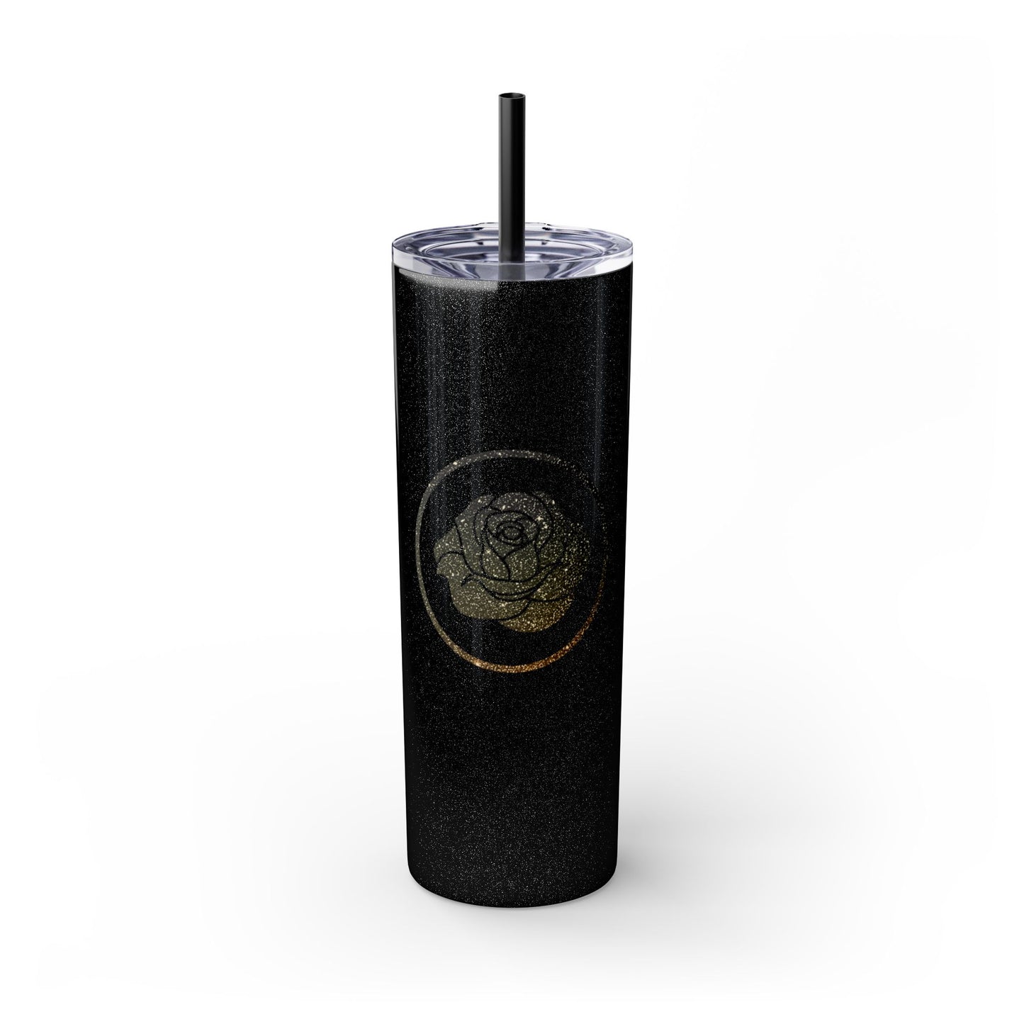 Rose Blush Logo Design Skinny Tumbler with Straw
