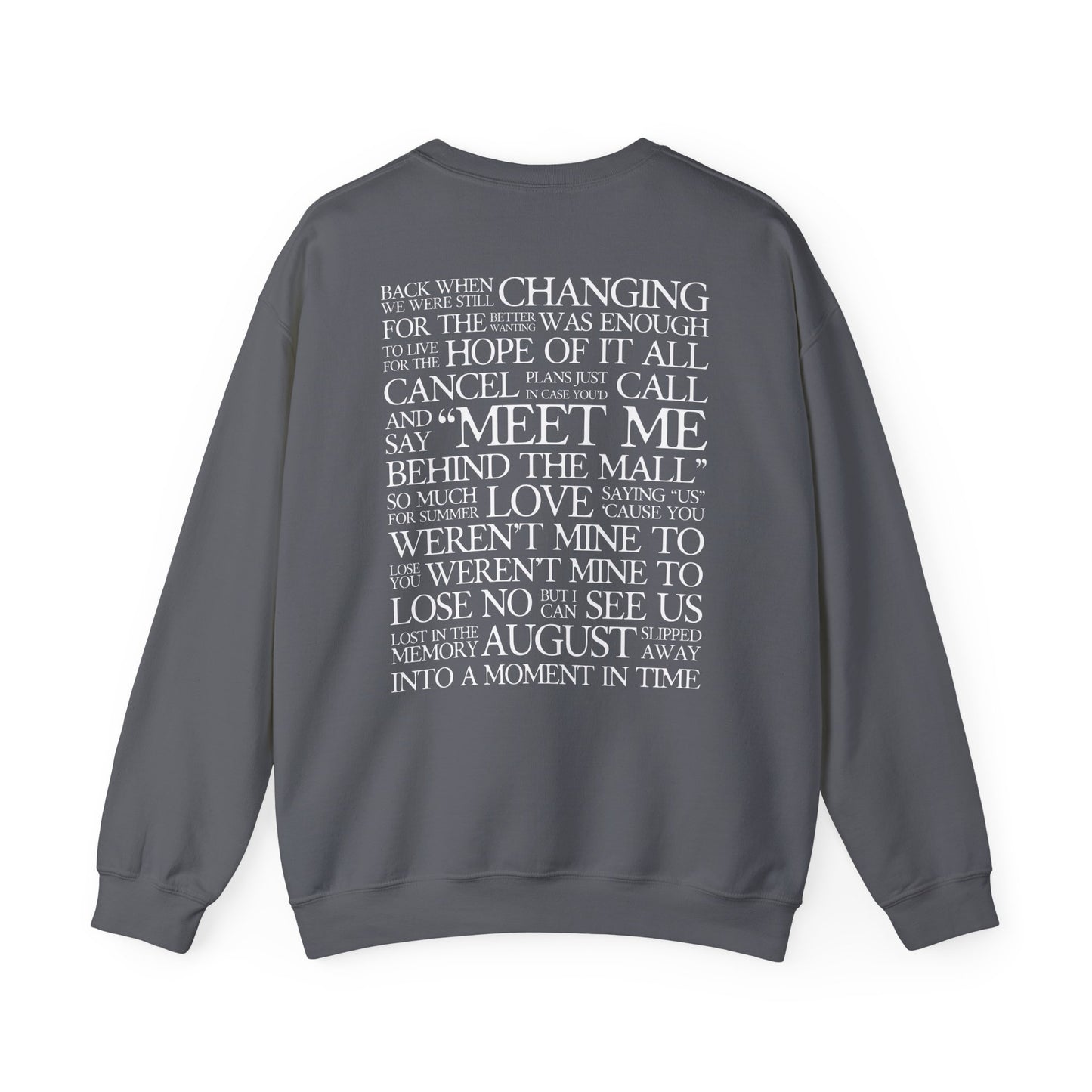 August (lyrics on back) Crewneck Sweatshirt
