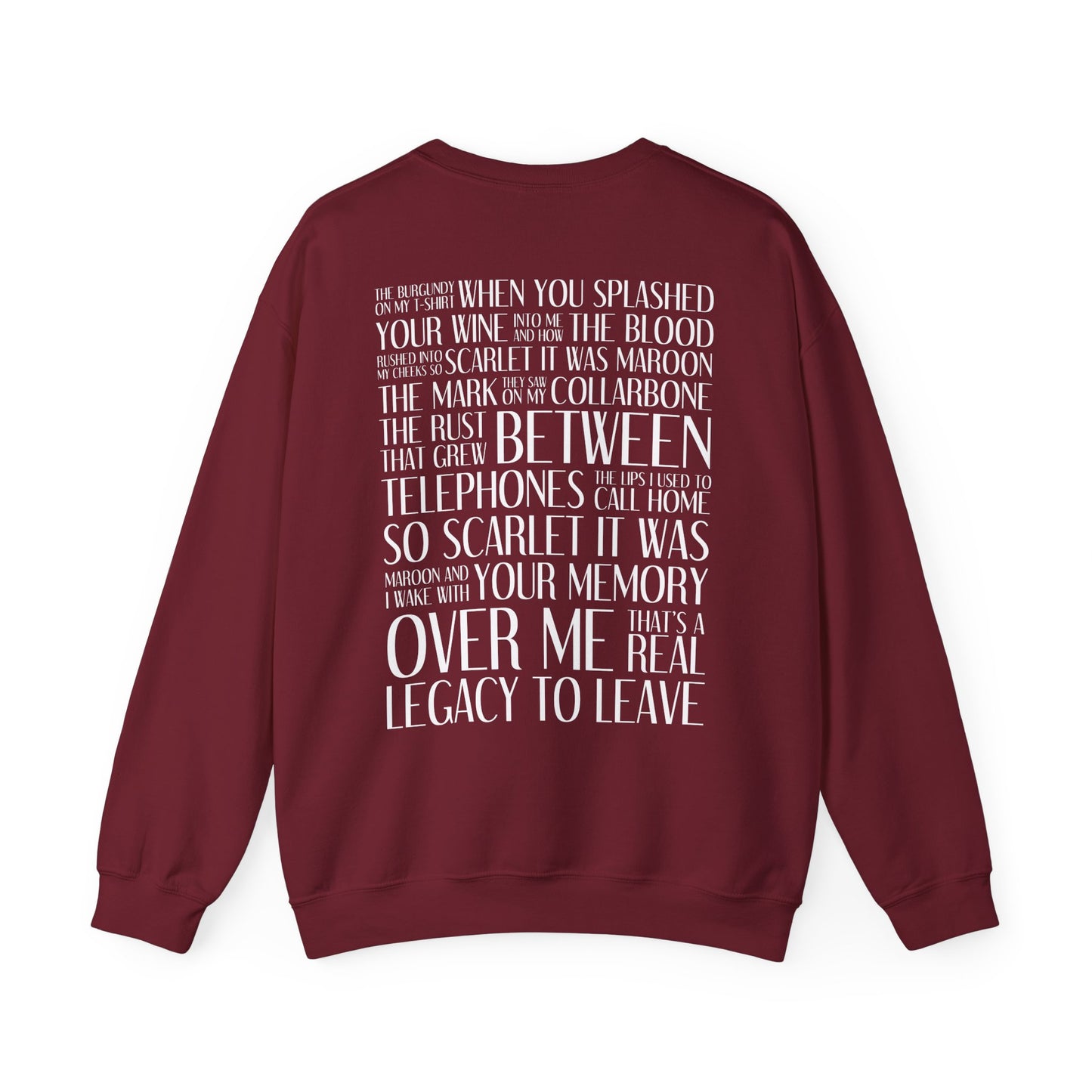 Maroon (lyrics on back, clean version) Crewneck Sweatshirt