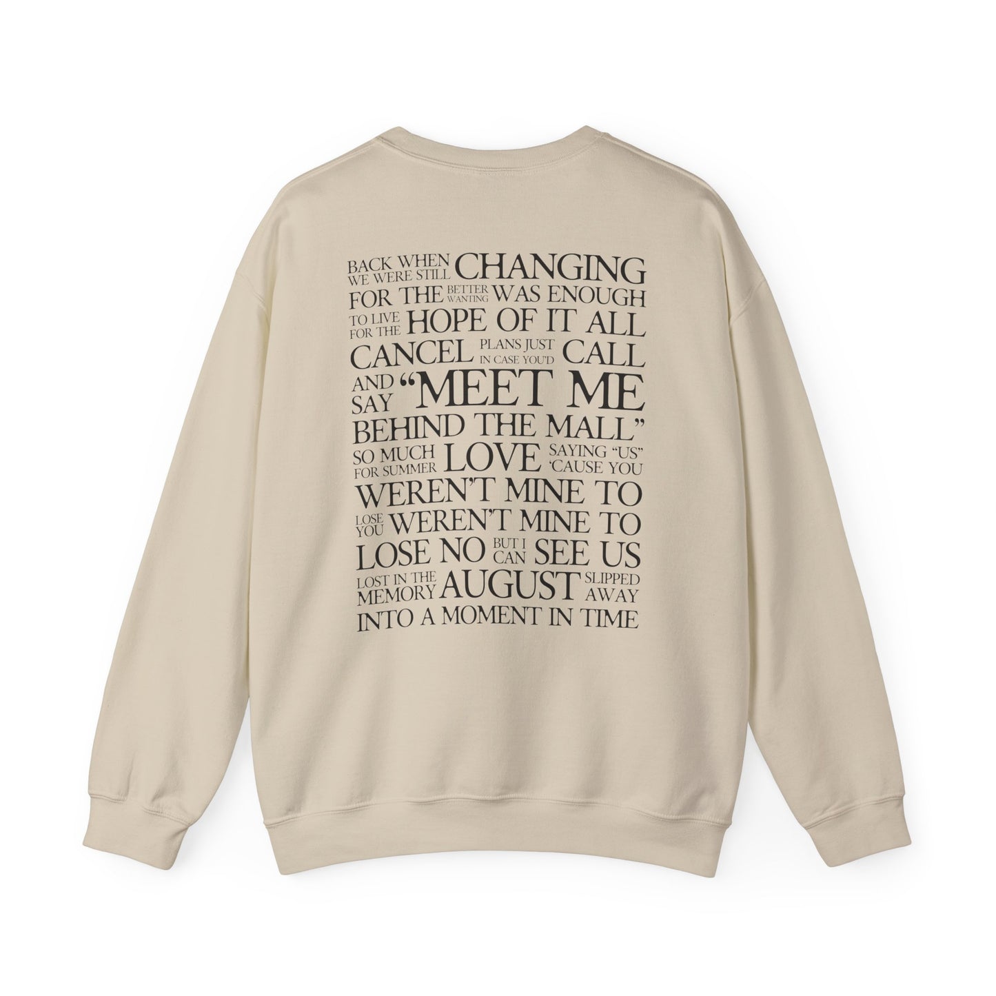August (lyrics on back) Crewneck Sweatshirt