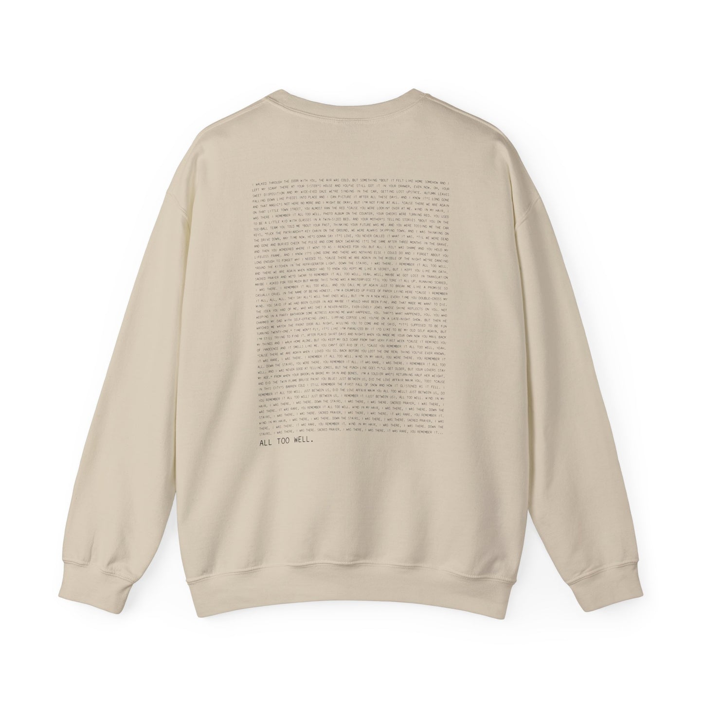 All Too Well 10 Minute Version (lyrics on back) Crewneck Sweatshirt