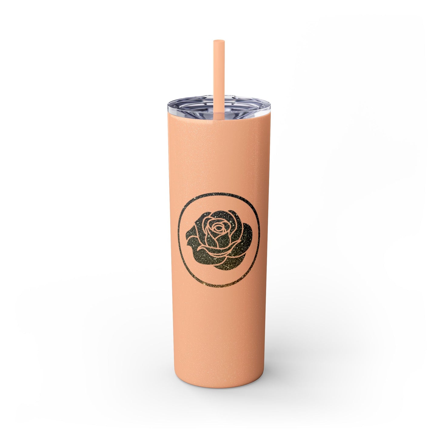 Rose Blush Logo Design Skinny Tumbler with Straw