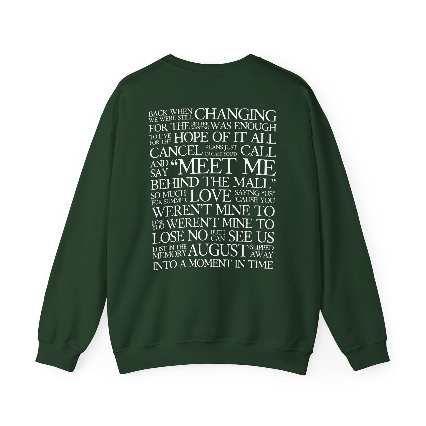 August (lyrics on back) Crewneck Sweatshirt