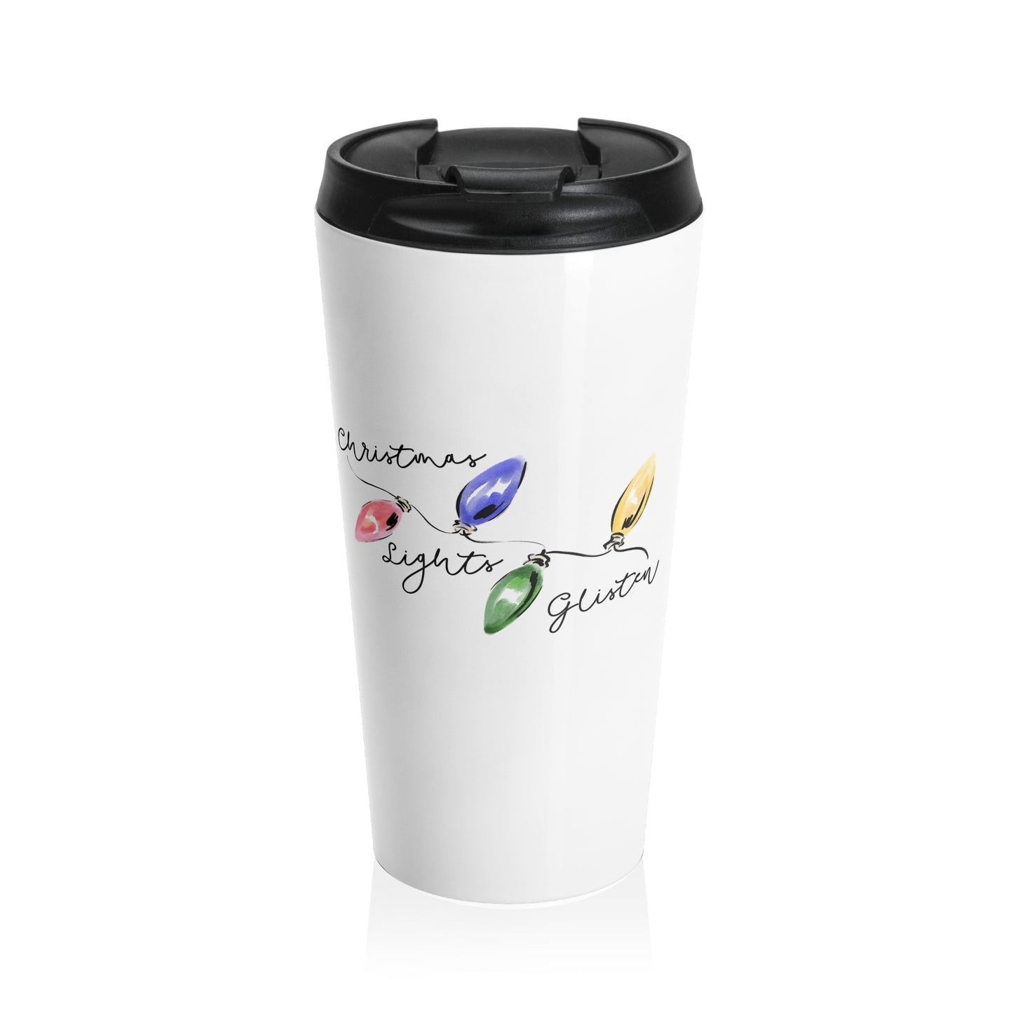 Christmas Lights Glisten Stainless Steel Travel Mug