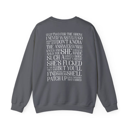 Champagne Problems (lyrics on back) Crewneck Sweatshirt