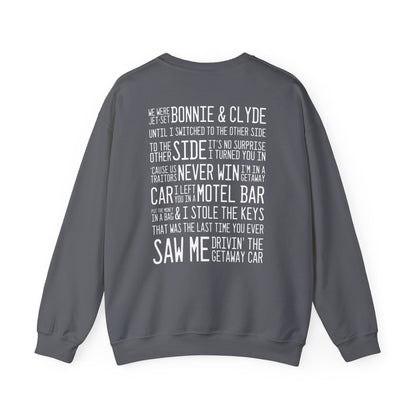 Getaway Car (lyrics on back) Crewneck Sweatshirt