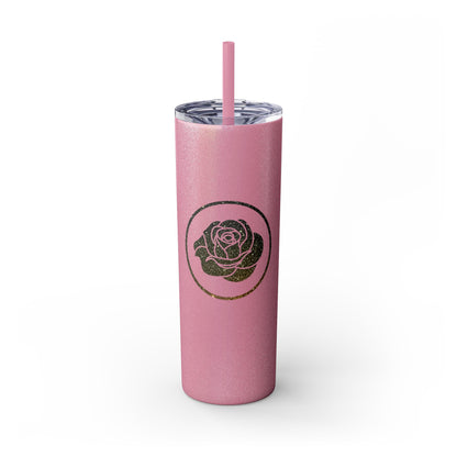 Rose Blush Logo Design Skinny Tumbler with Straw