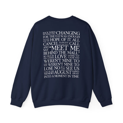 August (lyrics on back) Crewneck Sweatshirt