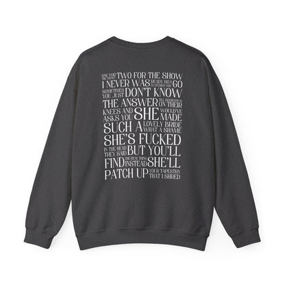 Champagne Problems (lyrics on back) Crewneck Sweatshirt