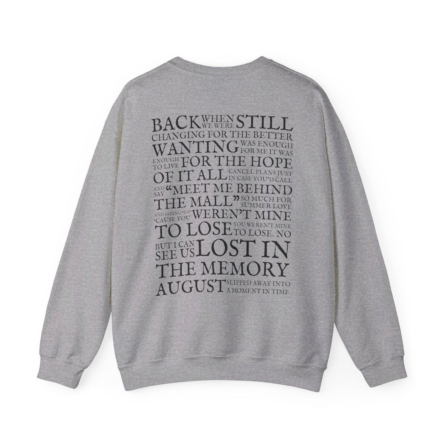 August Lyrics Crewneck Sweatshirt