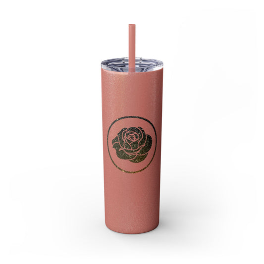Rose Blush Logo Design Skinny Tumbler with Straw