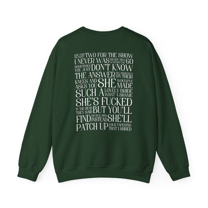 Champagne Problems (lyrics on back) Crewneck Sweatshirt