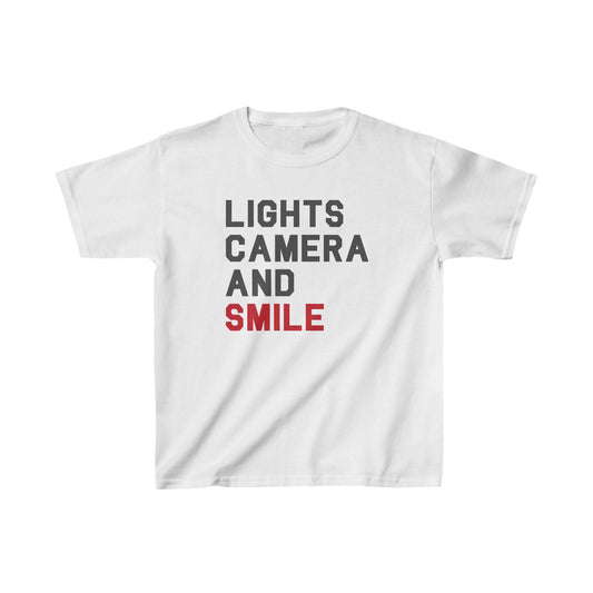 Lights Camera and Smile Kids Heavy Cotton™ Tee