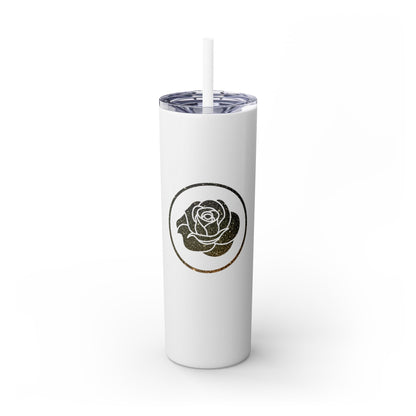 Rose Blush Logo Design Skinny Tumbler with Straw