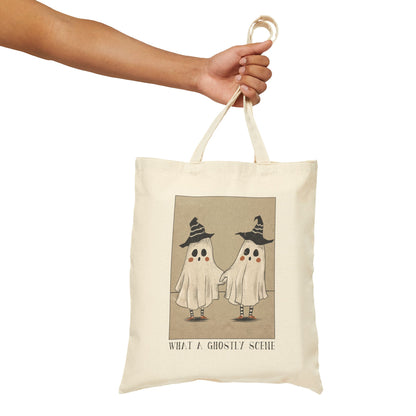 Ghostly Scene Cotton Canvas Tote Bag