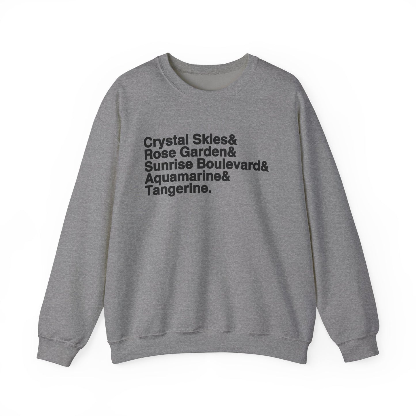 Crystal Skies, Rose Gardens, Sunrise Boulevard, Aquamarine and Tangerine Sweater