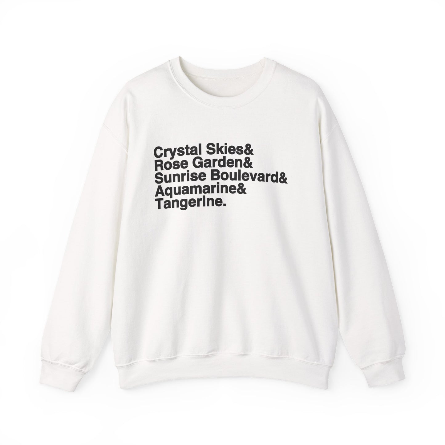 Crystal Skies, Rose Gardens, Sunrise Boulevard, Aquamarine and Tangerine Sweater