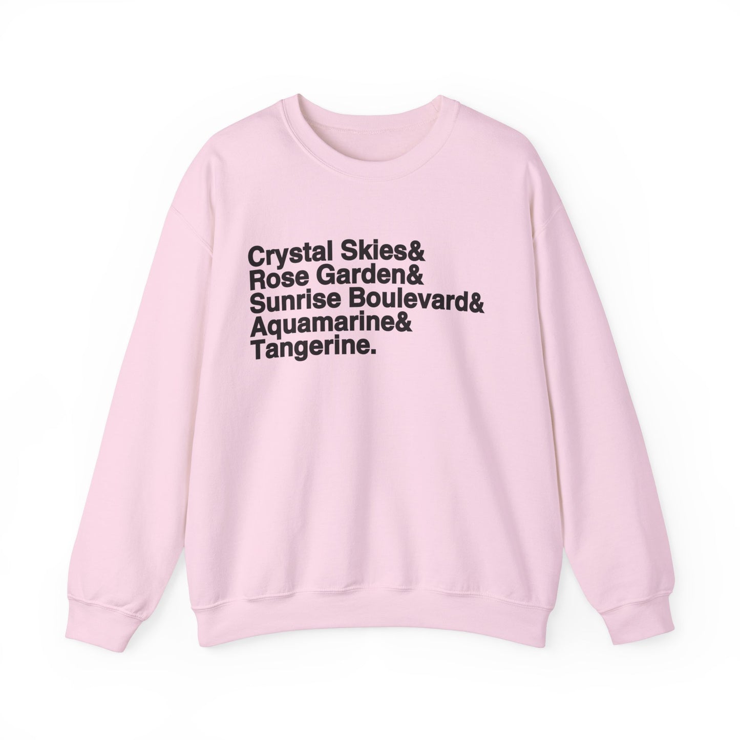 Crystal Skies, Rose Gardens, Sunrise Boulevard, Aquamarine and Tangerine Sweater