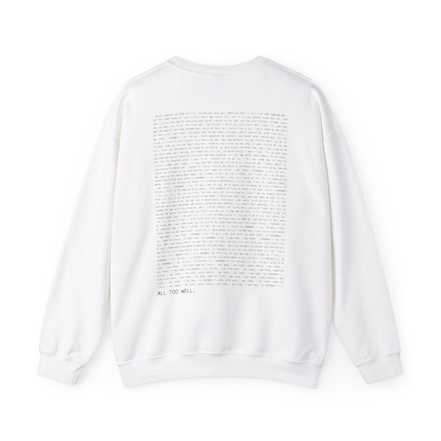 All Too Well 10 Minute Version (lyrics on back) Crewneck Sweatshirt