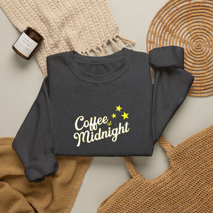 Coffee at Midnight Embro Crewneck Sweatshirt