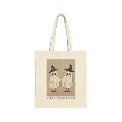 Ghostly Scene Cotton Canvas Tote Bag