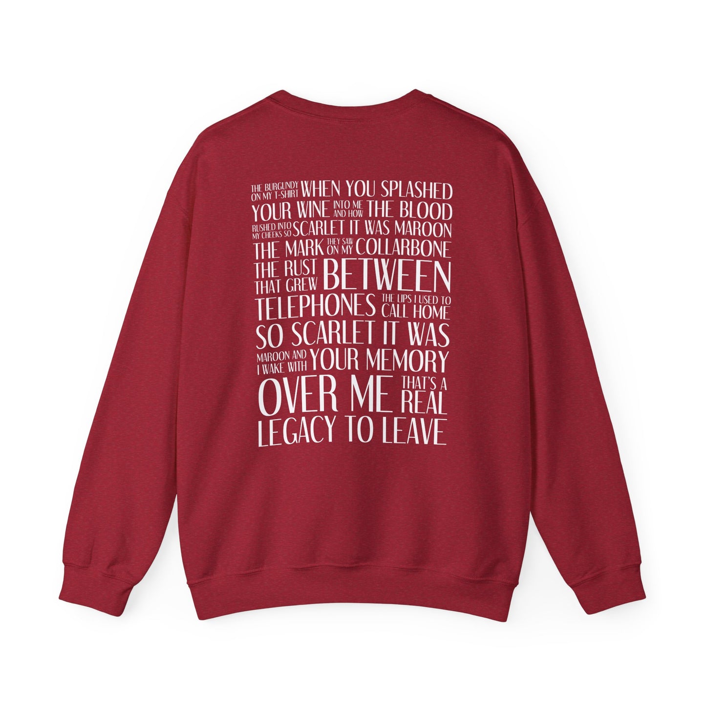 Maroon (lyrics on back, clean version) Crewneck Sweatshirt