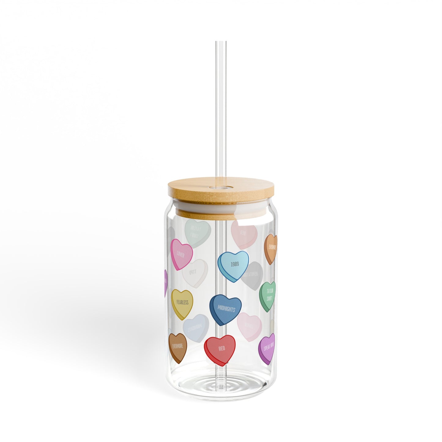 Eras Candy Hearts Sipper Glass, 16oz