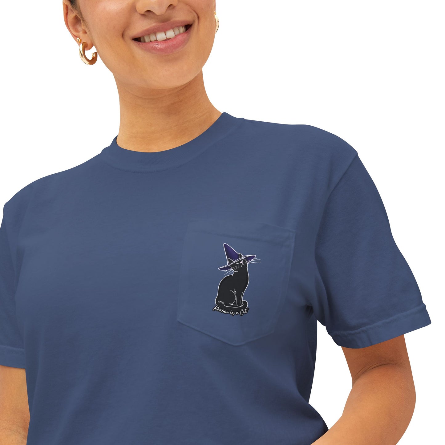 Karma Is A Cat Garment-Dyed Pocket T-Shirt