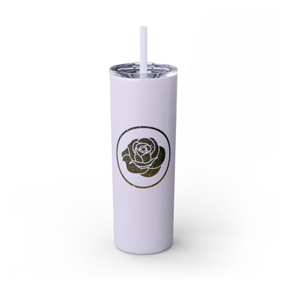 Rose Blush Logo Design Skinny Tumbler with Straw