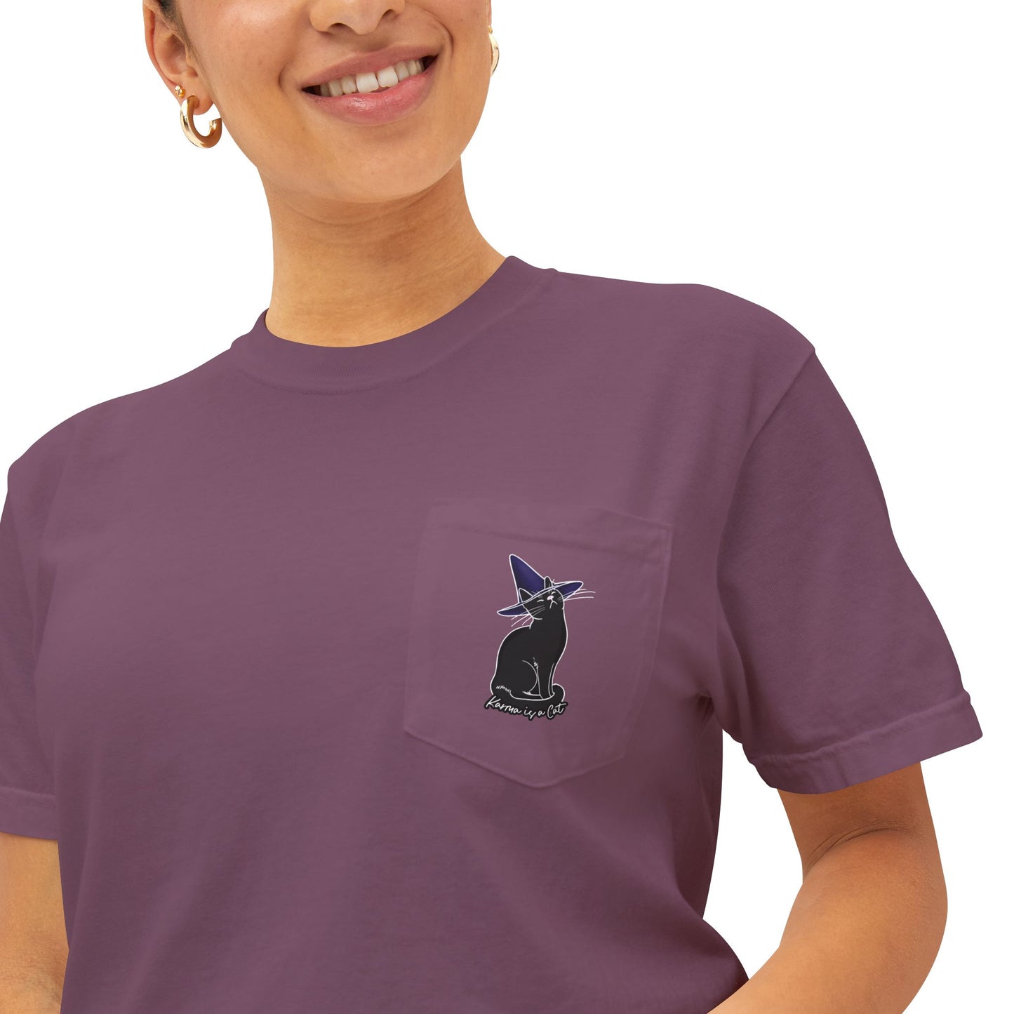 Karma Is A Cat Garment-Dyed Pocket T-Shirt