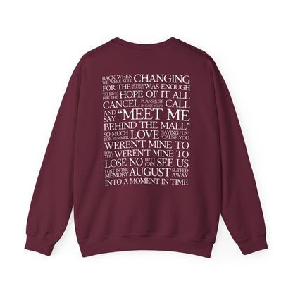 August (lyrics on back) Crewneck Sweatshirt