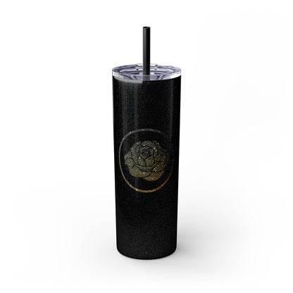Rose Blush Logo Design Skinny Tumbler with Straw