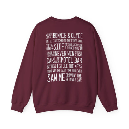 Getaway Car (lyrics on back) Crewneck Sweatshirt