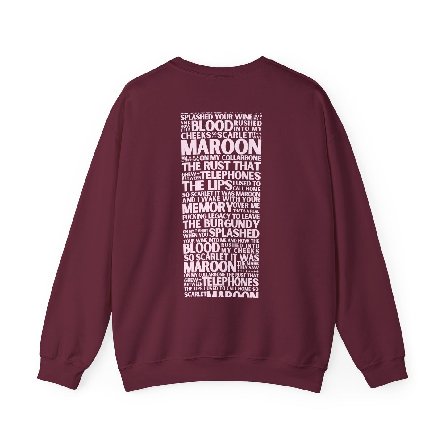 Maroon Lyrics Crewneck Sweatshirt