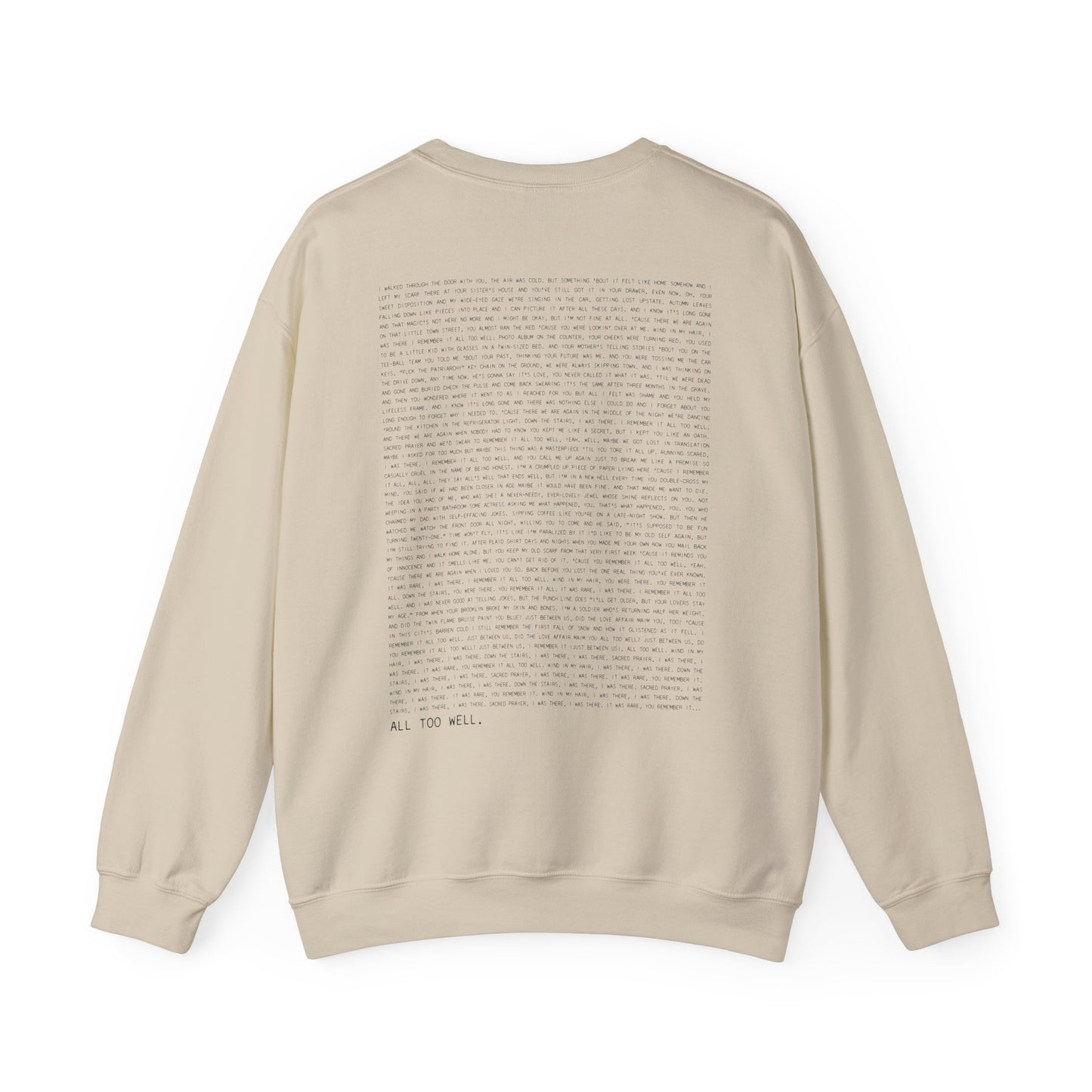 All Too Well 10 Minute Version (lyrics on back) Crewneck Sweatshirt