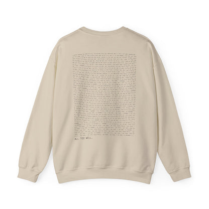 All Too Well 10 Minute Version (lyrics on back) Crewneck Sweatshirt