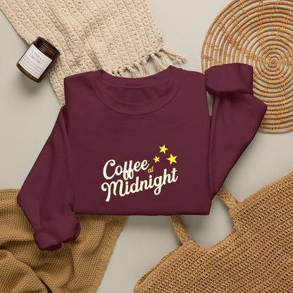Coffee at Midnight Embro Crewneck Sweatshirt