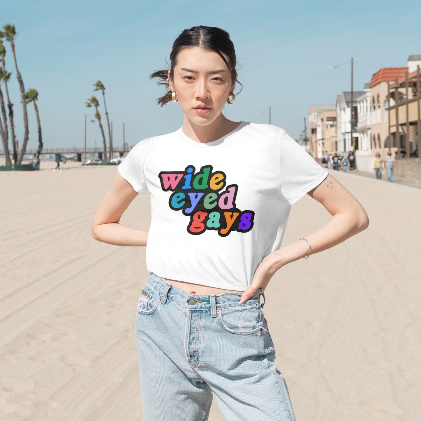 Wide Eyed Gays Flowy Cropped Tee