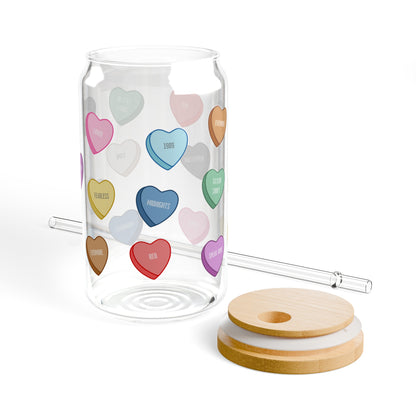 Eras Candy Hearts Sipper Glass, 16oz