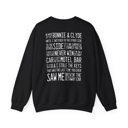 Getaway Car (lyrics on back) Crewneck Sweatshirt