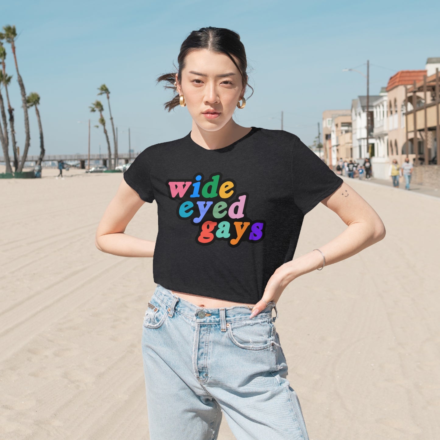 Wide Eyed Gays Flowy Cropped Tee