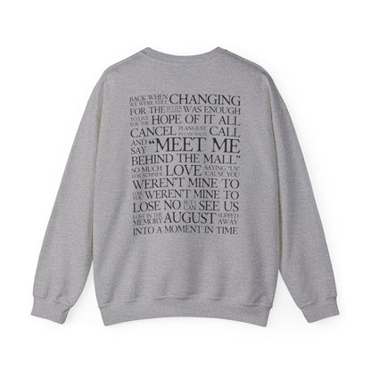 August (lyrics on back) Crewneck Sweatshirt